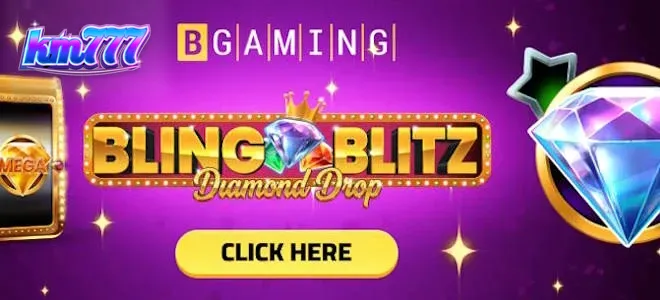 Tampilan visual slot Bling Blitz Diamond Drop dengan latar belakang gelap dan simbol berlian yang berkilau.